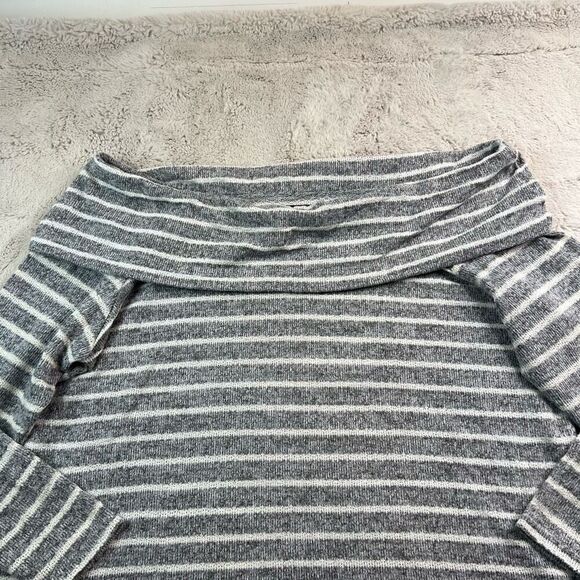 Lane Bryant Off Shoulder Sweater Womens Size 22/24 Grey Stripe Knit Comfort - Picture 4 of 9